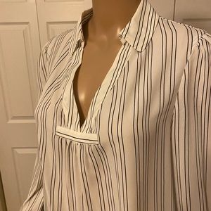 NWT Rebecca Minkoff Ivory with Black Pinstripe Blouse